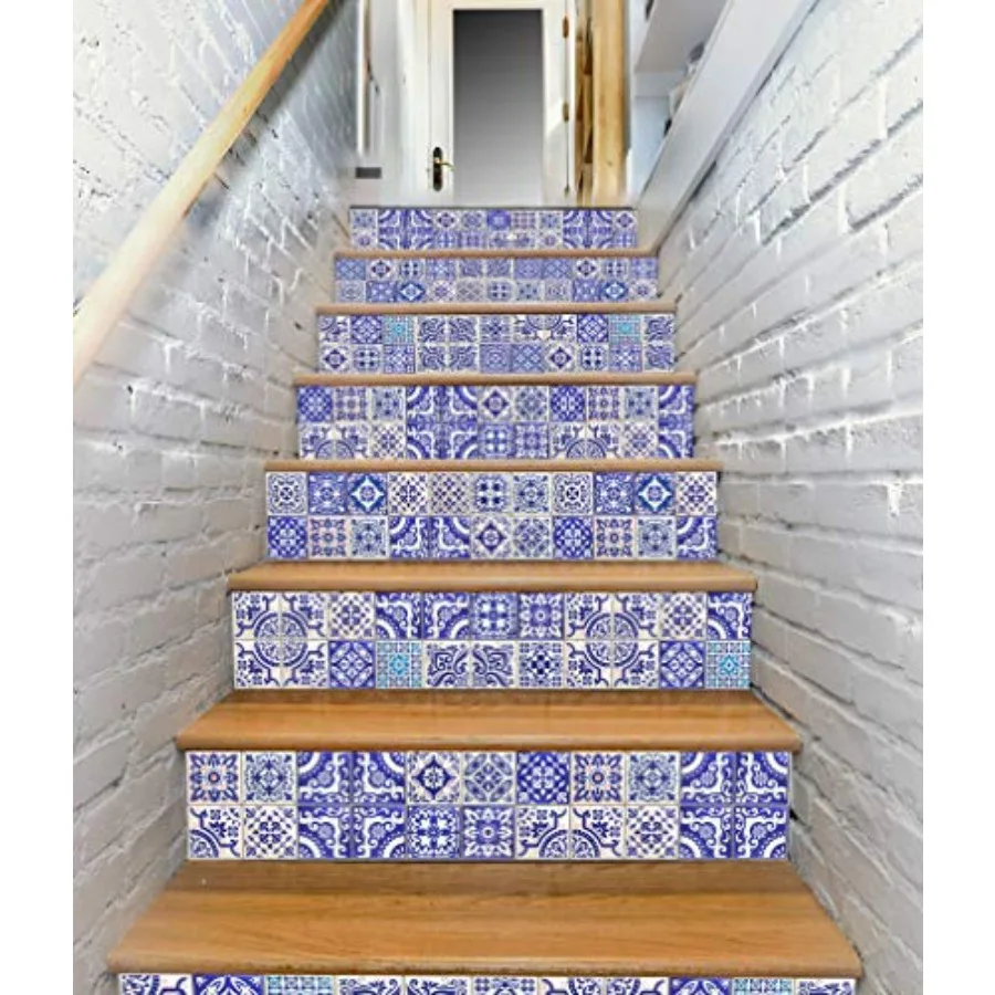 

95units of designs Blue Peel and Stick Tile Sticker DIY Decor for Backsplash and Stair Riser Staircase Self Adhesive Waterproof