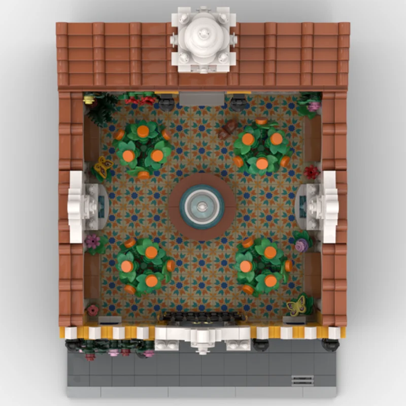 1472 pçs moc espanhol clássico e estilo barroco pátio diy montagem bloco de construção brinquedos presente aniversário das crianças