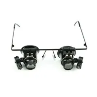 Double Glasses Type with Led Light Watch Repair Management 20X Head Wear High-Definition Plastic Lens Magnifying Glass Loupe