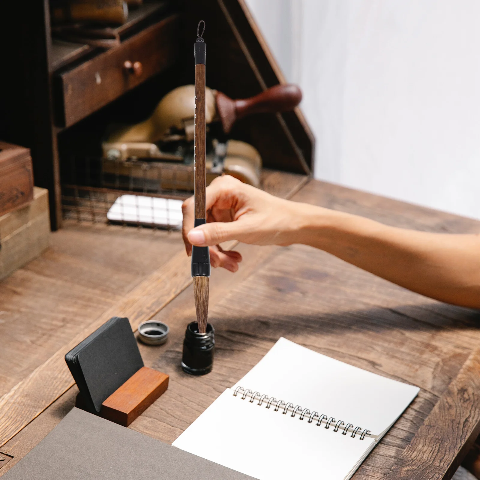 3 قطعة فرشاة شعر الذئب النقي قلم الخط الصيني القديم لممارسة الكتابة اللوحة سومي فن القرطاسية المريحة السلس #5