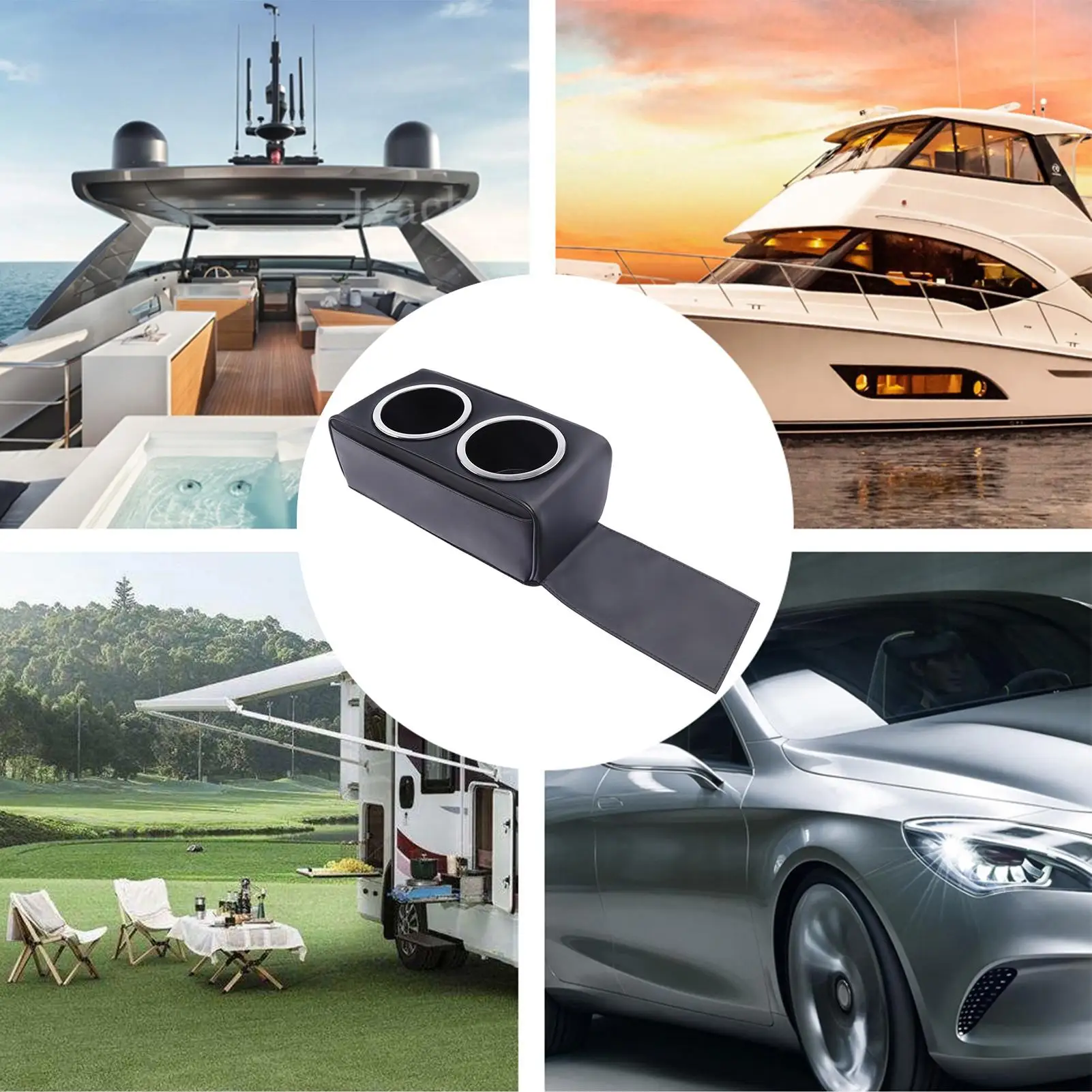 حامل أكواب إضافي لملحقات السيارة الجلدية وحامل مشروبات الأريكة ومنظم المقعد الخلفي للسيارة للهاتف الخليوي والوجبات الخفيفة والمياه عن بعد