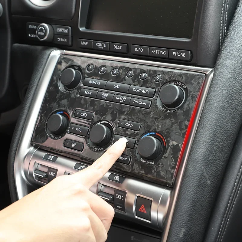 

100% Real Carbon Fiber Center Console Volume and CD Switch Panel Frame Cover Trims for Nissan GTR R35 2008-2016 Car Accessories