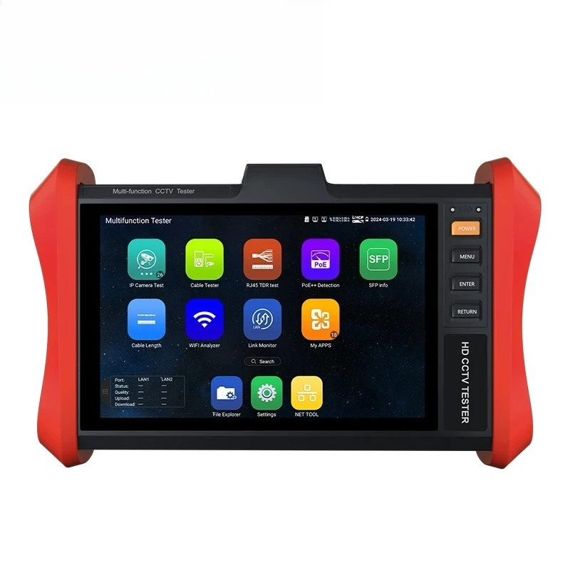 8 Inch POE++ 90W SFP 4K H.265 IP Camera CCTV Tester, RJ45 Network Cable Tester