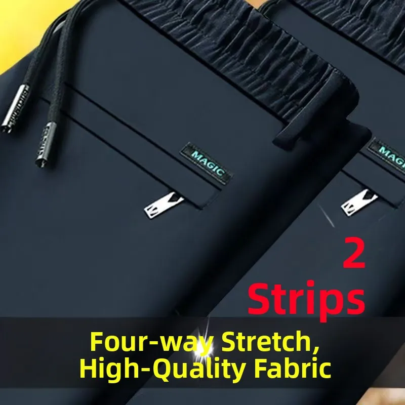 

Busin Casual Ice Silk Men's Pants Elastic Straight Leg Thin Summer Spor Trousers Youthful Vitali Sle Anti-Wrinkle