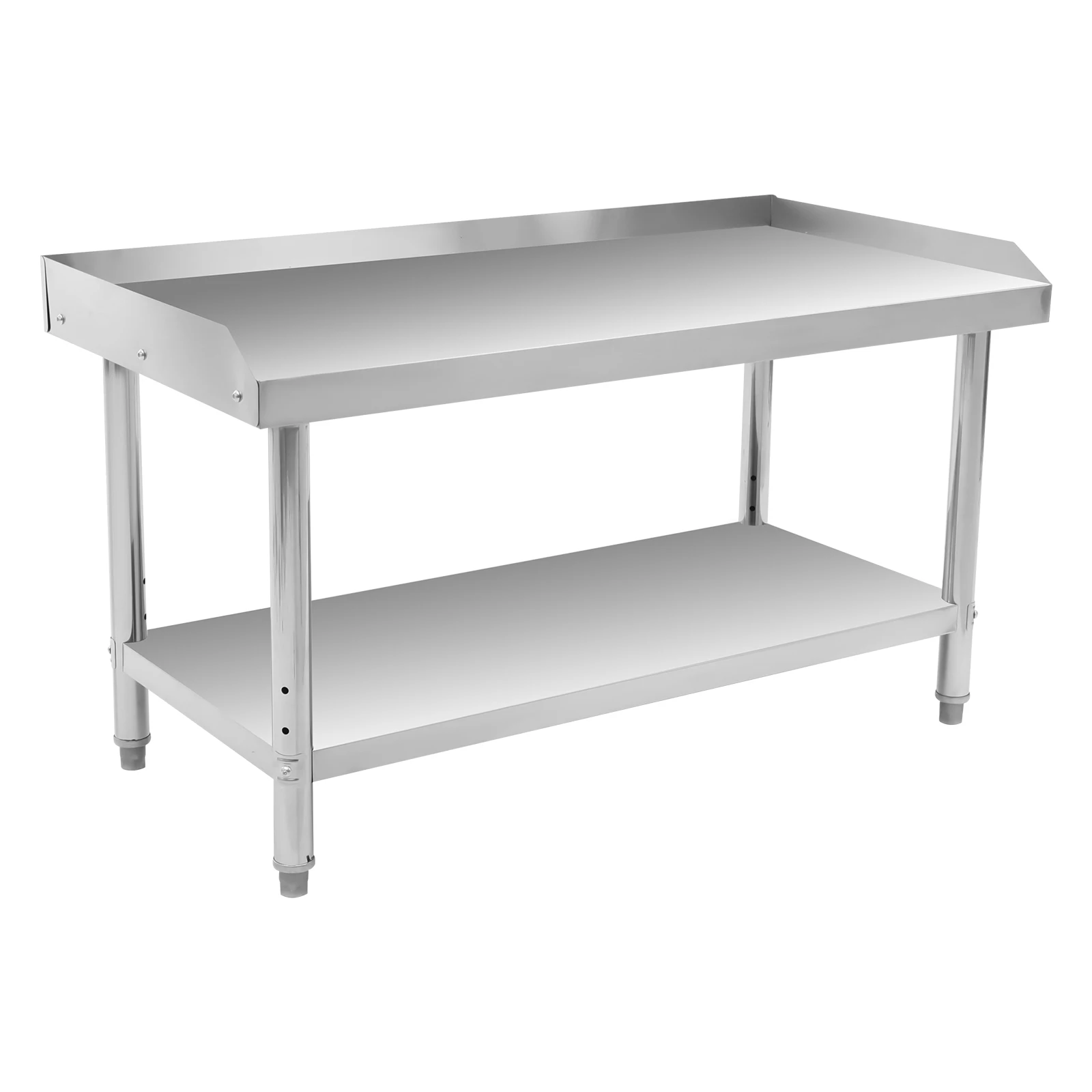 Commercial Work Table 2-TIer Kitchen Work Bench Stainless Steel Work Table with Backsplash Prep Table for Restaurant, Garage