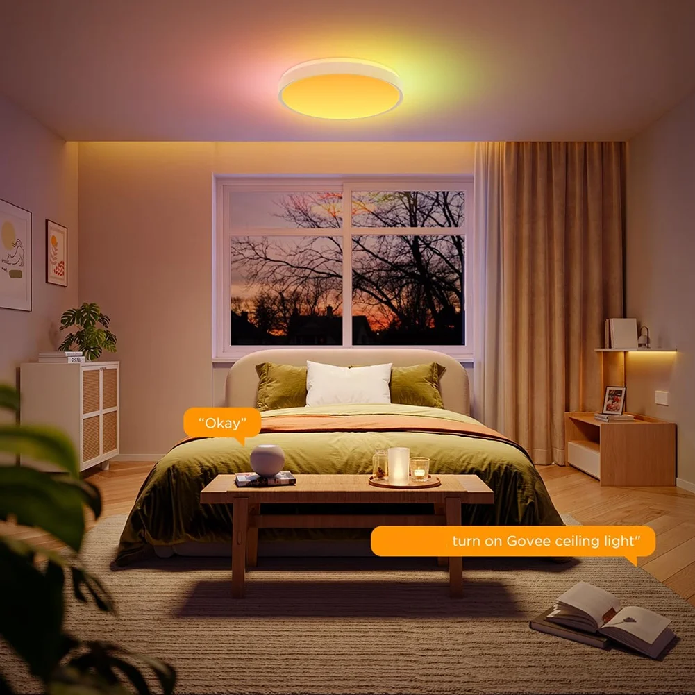

BHTS-Smart Ceiling Light 4300LM, RGB LED Ceiling Light Fixture Works With Matter, Flush Mount Light Fixture, DIY Colors