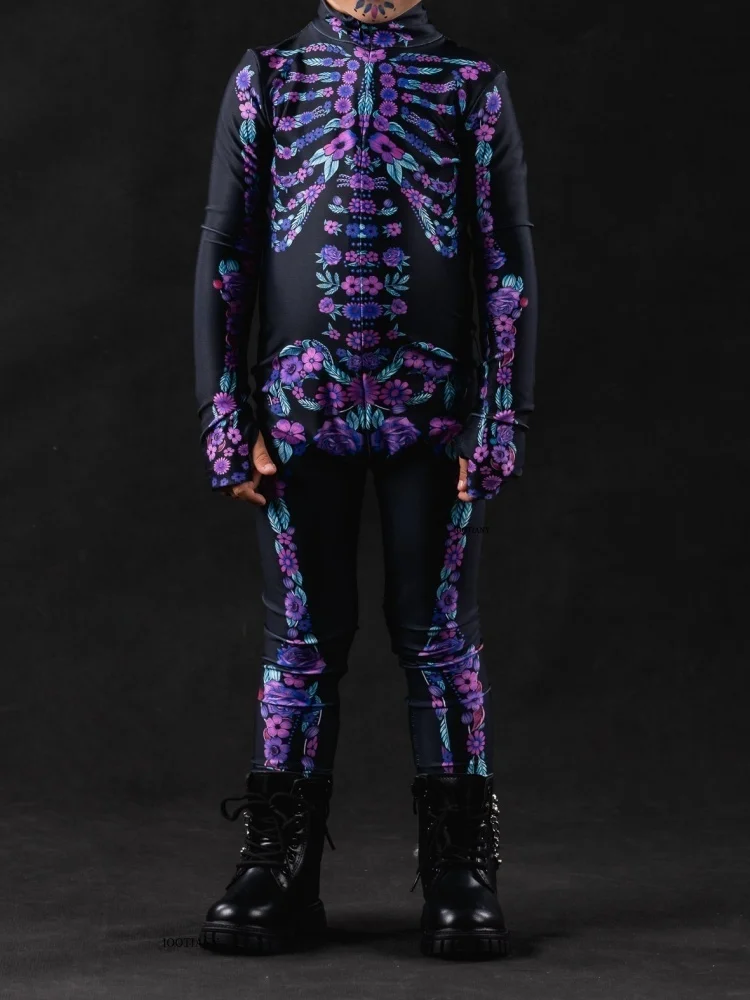 Halloween-Skelett-Horror-Geister-Kostüm für Kinder, Ganzkörperanzug für Karneval, Party, Bühnenaufführung, Rollenspiel, Feiertags-Zentai-Anzug – Detail 23