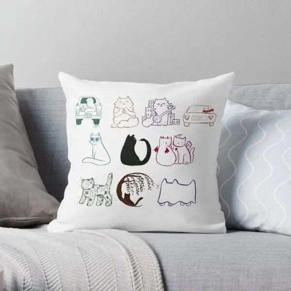 

The Eras Cat Version Printing Throw Pillow Cover Soft Case Bed Bedroom Square Fashion Home Decor Pillows not include One Side