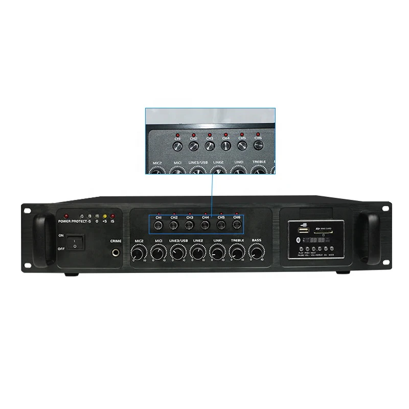 350 Watt Power Amplifier Professional 6 Channel Audio Power  Public Address Amplifier