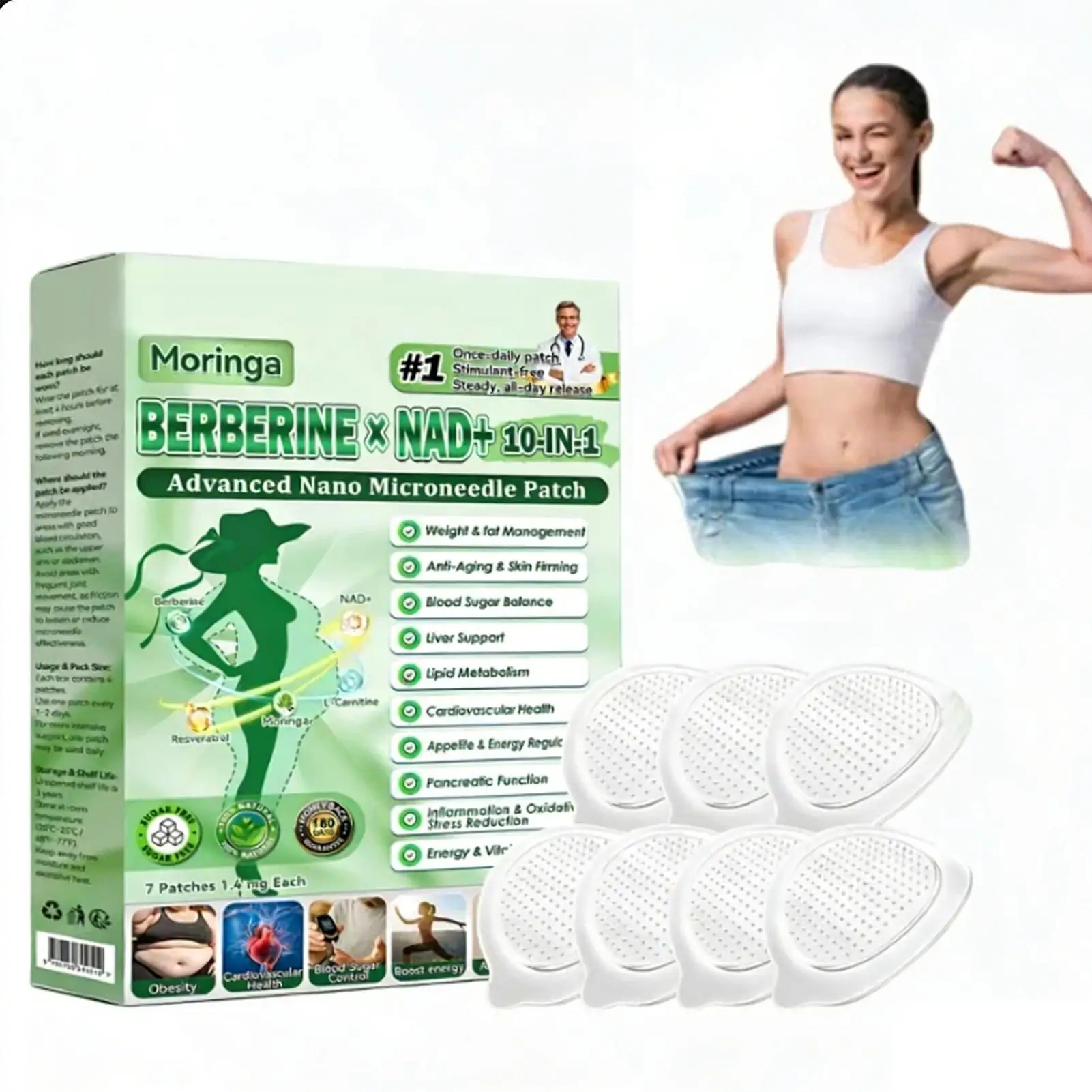 Parche de Microagujas Nano para Moldear el Cuerpo, Parche Natural Adelgazante para Mujeres, Chicas, Señoras, Madres, Esposas, Novias y Personas Ocupadas
