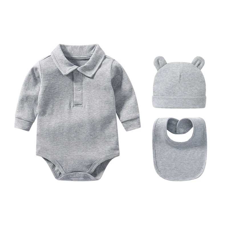 0-12 Months Baby Clothing Newborn Girls/Boys Tees 100% Cotton Solid Color Lapel Collar Long Sleeve Polo Shirt Bodysuit Babies