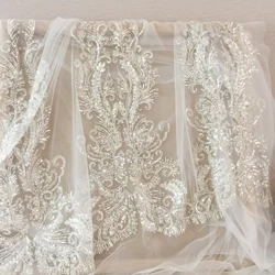 Exquisite three-dimensional beaded sequins lace appliqués High-definition wedding dress veil DIY accessories