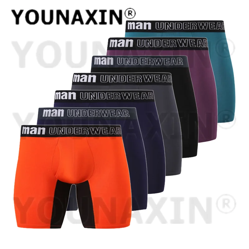 7 Pcs Men's Big Size Boxers Briefs Sexy Underwear Panties Long Undies Open Crotch Sports Knickers M L XL 2XL 3XL 4XL 5XL 6XL 7XL