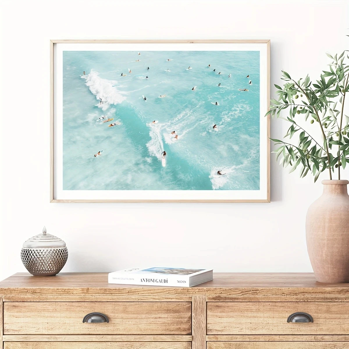

Surfer Canvas Wall Art Simple Beach Print, Modern Coastal Decoration for Living Room and Bedroom Beach Theme Decoration