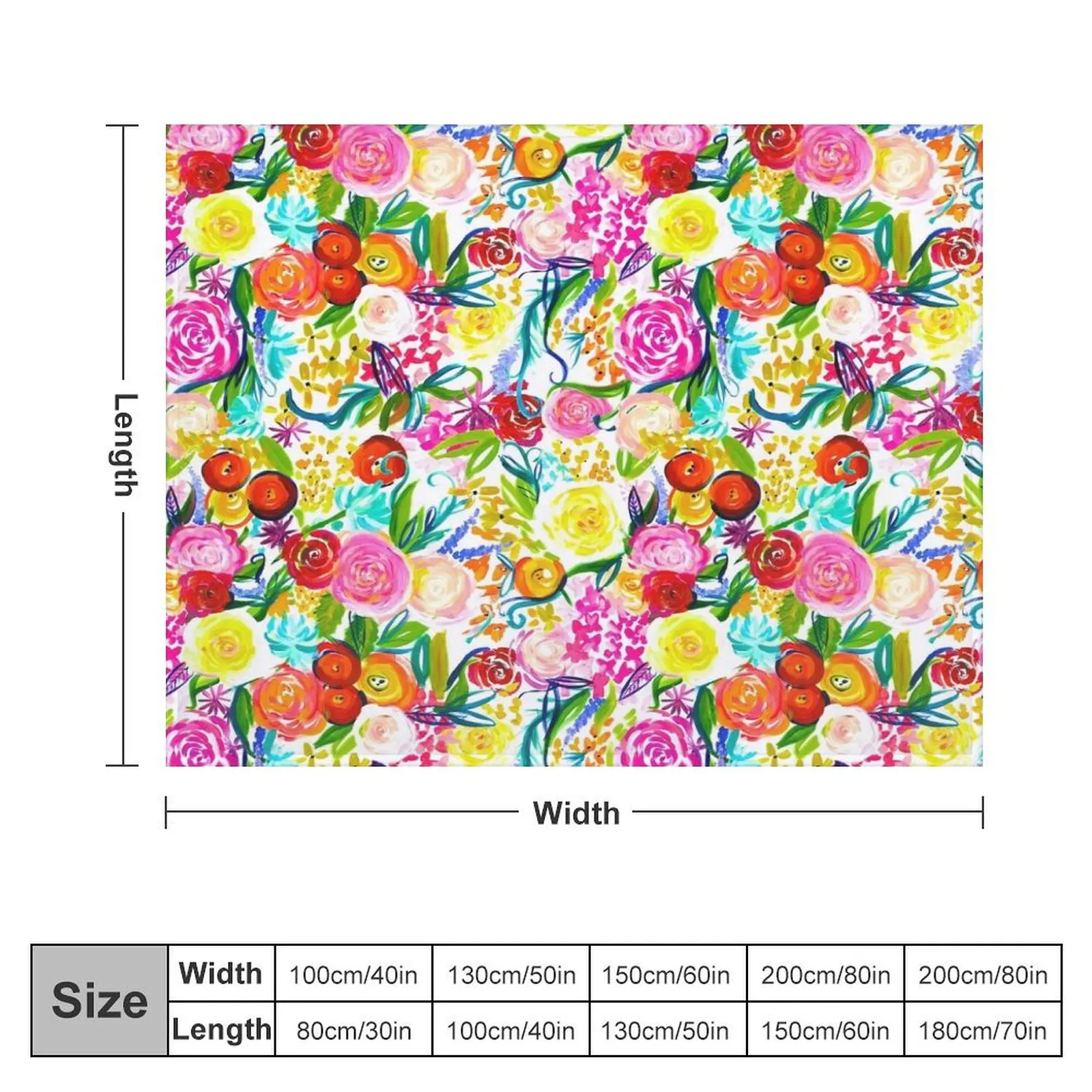 Painted Floral Painting in Bright Spring Colors Throw Blanket Extra Large Throw Hairy Quilt Bed covers Blankets