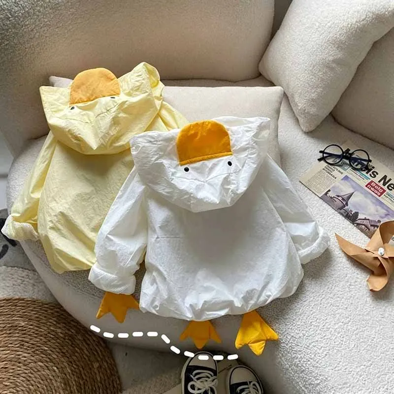 Children Cute Duck Coats Boys Girls Summer Cartoon Sun Protection Outerwear Kids Hooded UV Block Windproof Outdoor Jackets