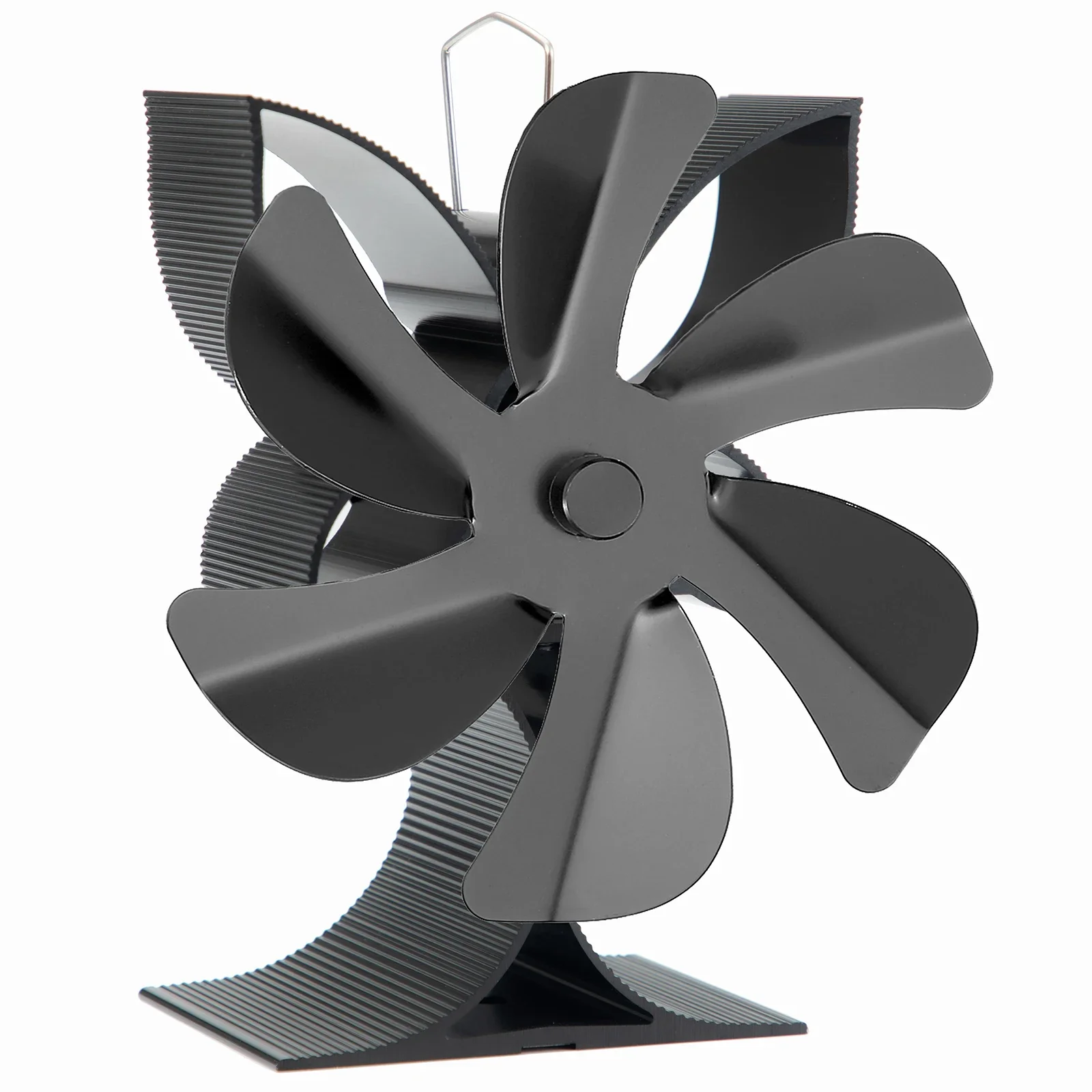 Stove Fan Fireplace Fan Home Accessories 1400rpm 6 Blade Aluminum Black Color Powerless Silent Operation Upgraded