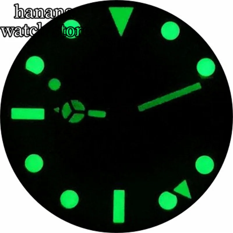 قرص يد BLIGER ذهبي وردي مقاس 29 مم مناسب لحركة GMT NH34 باللون الأخضر المضيء