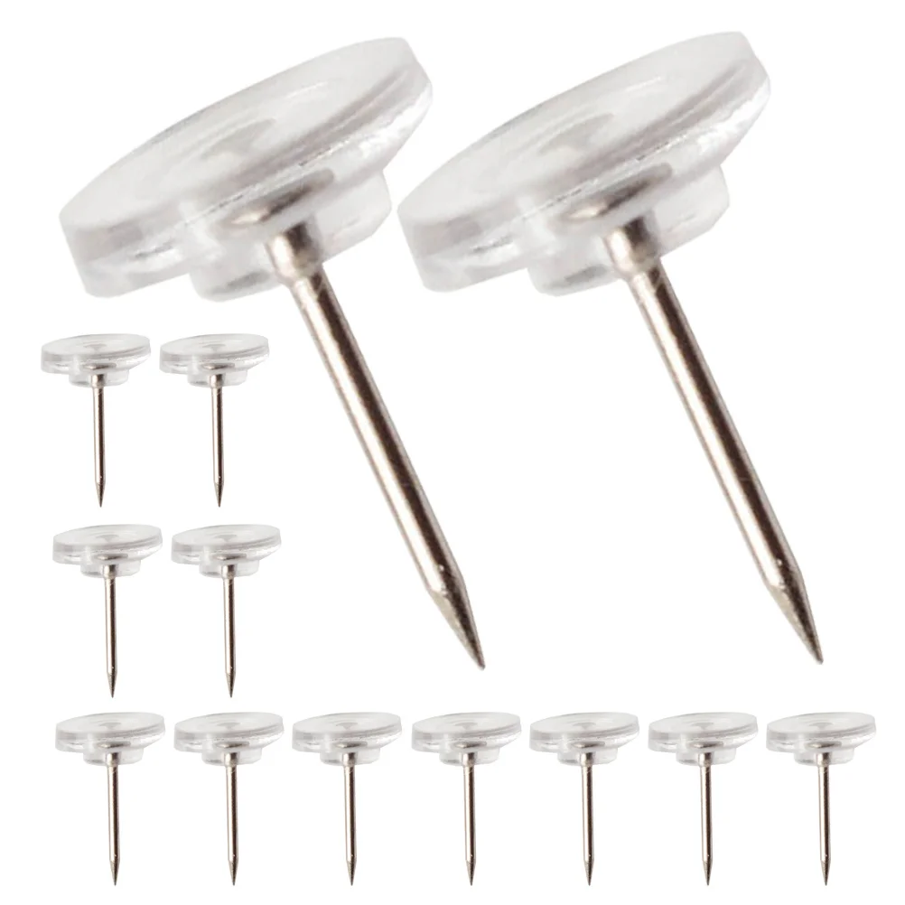 100pcs Clear Flat Head Round Thumb Tacks Transparent Push Pins For Bulletin Board Map Wall Cork Accessories Decorative Tacks