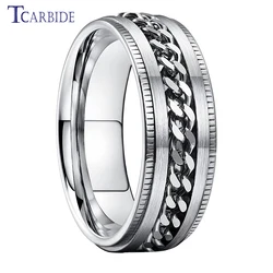 Dropshipping 8mm New Arrivals Men Women Stainless Steel Rotate Chain Ring Stepped Grooved Brushed Festival Fashion Gift Jewelry