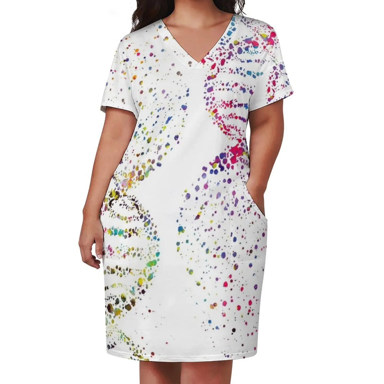 DNA, Watercolor Art,Dna double helix genetic Loose Pocket Dress summer clothes Prom gown summer dresses