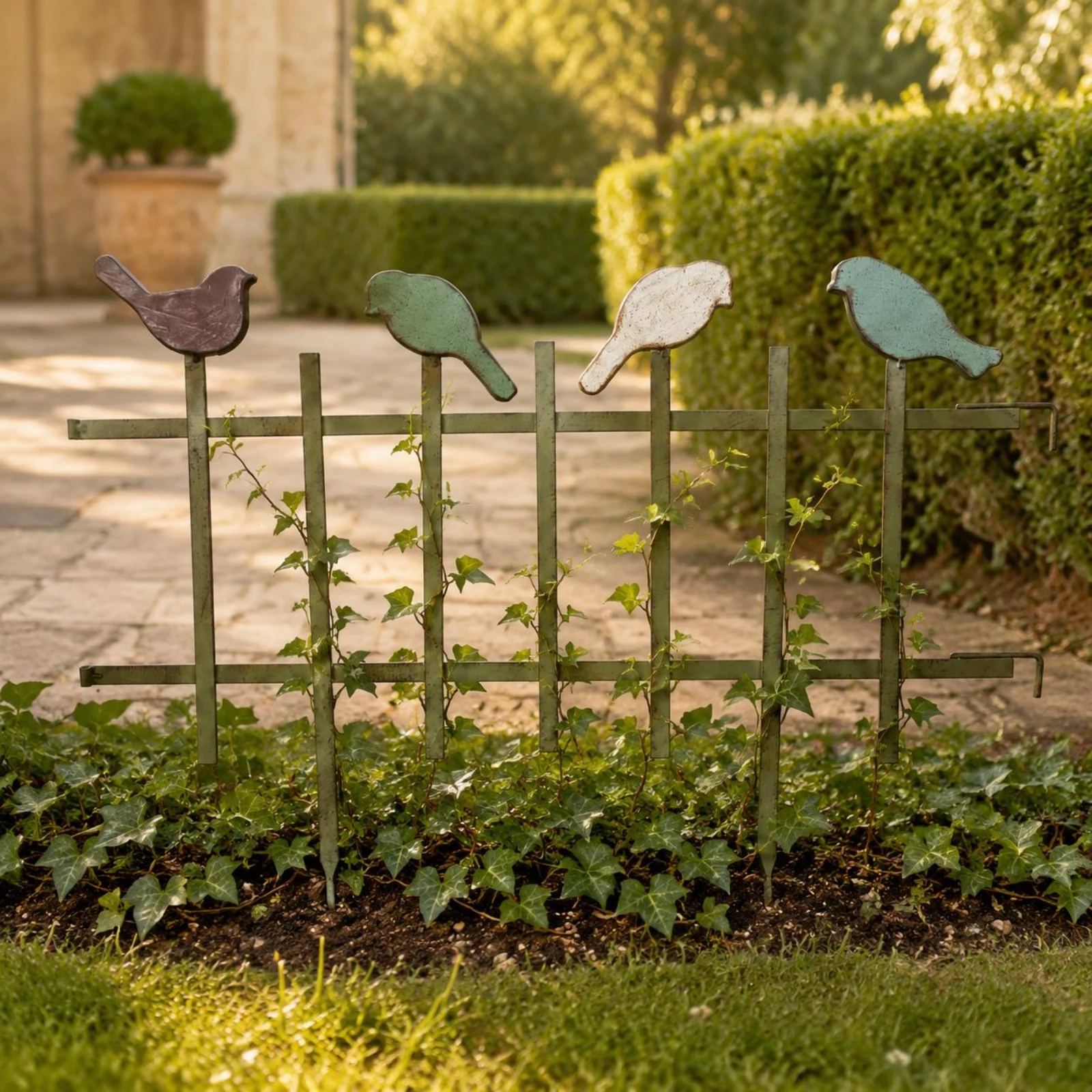 

Metal Garden Fence Easy to Install Decorative Iron Fence Wrought Iron Border Long-Lasting