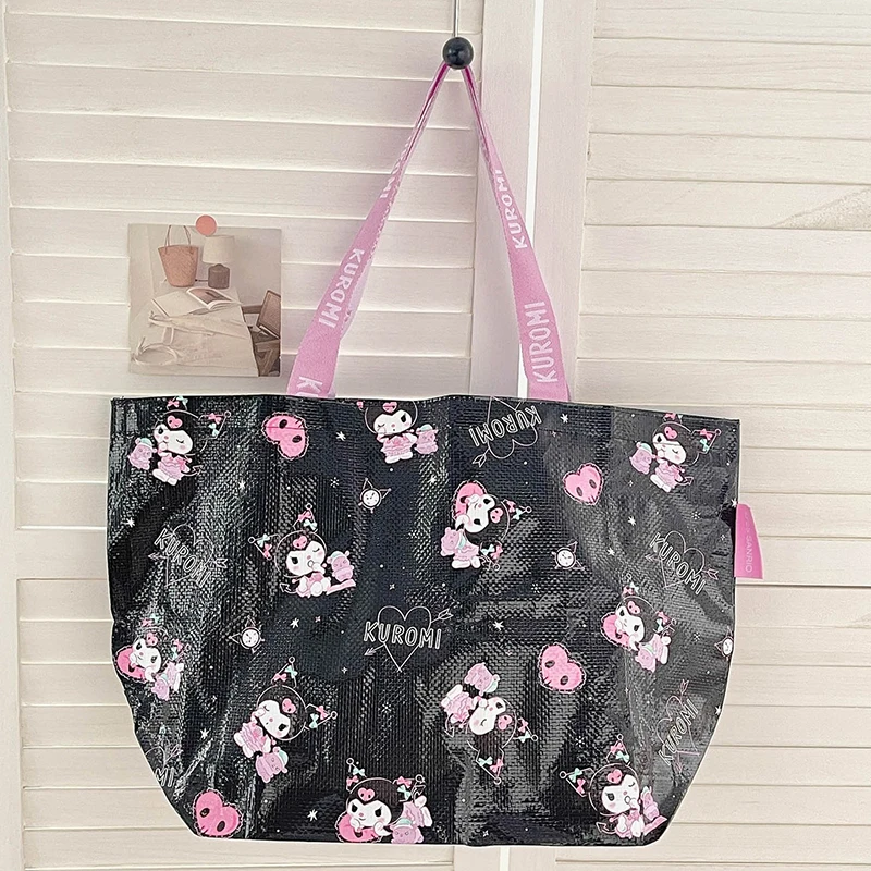 산리오 헬로 키티 접이식 쇼핑백 마이 멜로디 쿠로미 시나모롤 대용량 토트백 친환경 재사용 가방