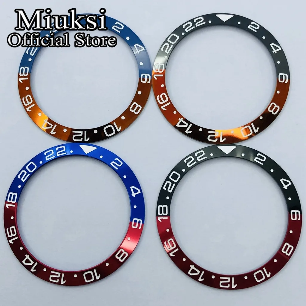 Miuksi high quality 38mm black blue red ceramic titanium bezel insert fit 40mm watch case