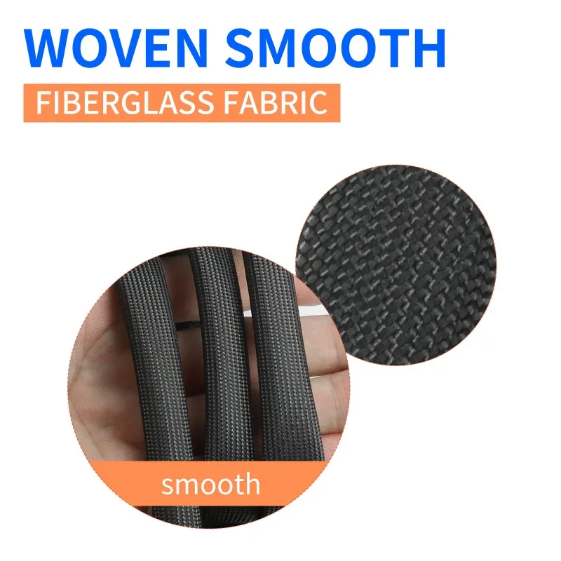 1/2/5m High Temperature Resistant 600 Deg.C Black Fiberglass Braided Cable Sleeve Flame Retardant Fiber Glass Insulated Sleeving