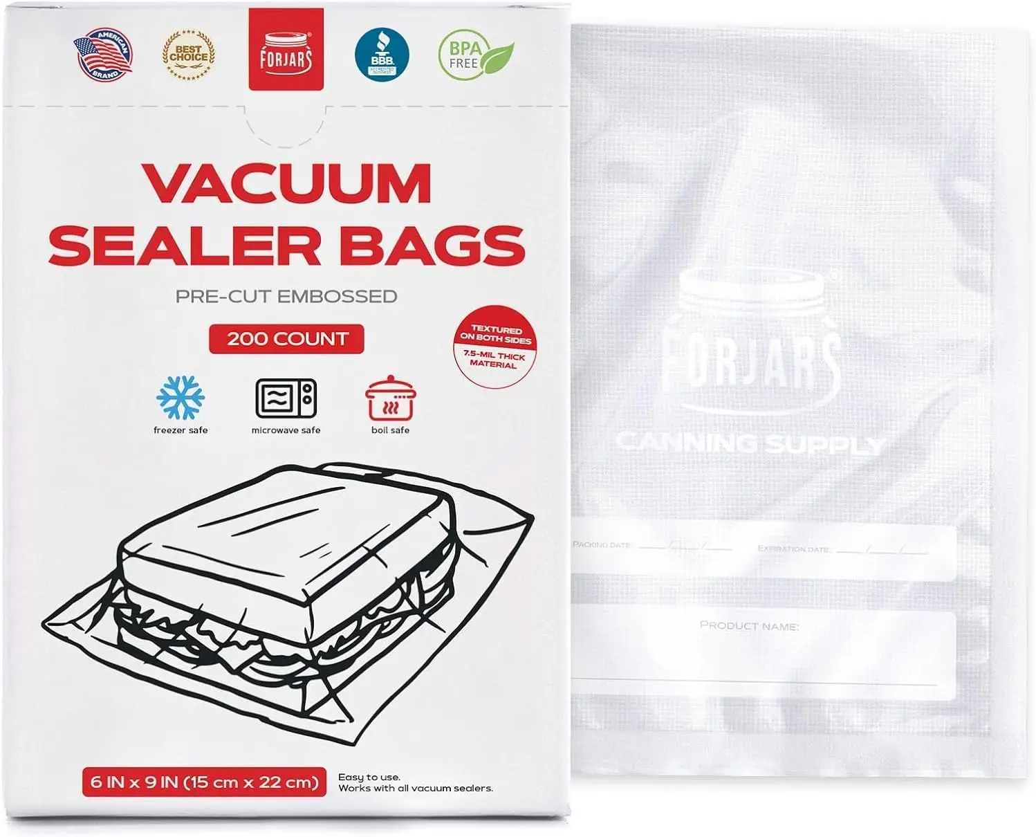 

Vacuum Sealer Bags For Food Storage - Method Sous Vide Cooking - Pack of 200 count Pre-Cut Size Bags, Perfect for Food Storag