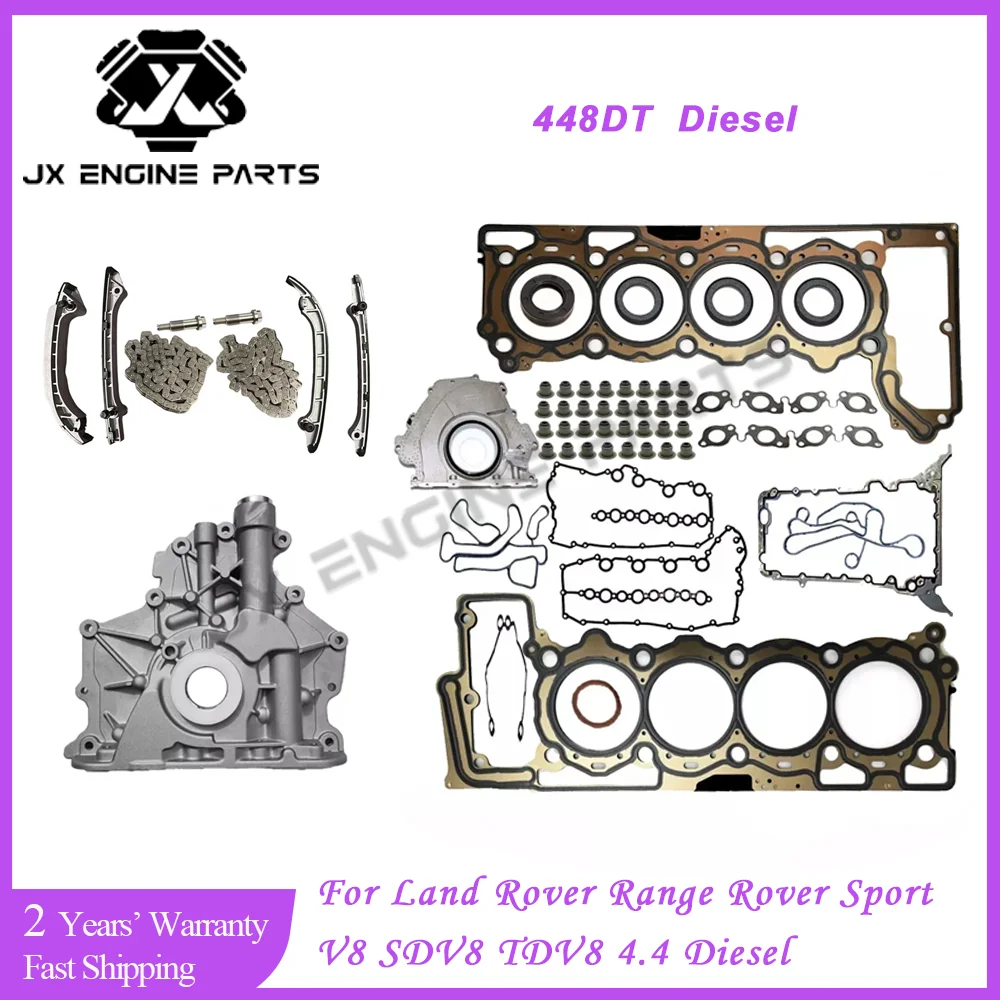 448DT Engine Rebuild Timing Chain Kit Oil Pump Head Gasket Set For Land Rover 4.4 Range Rover Sport L322 L405 L494 Diesel 4.4L