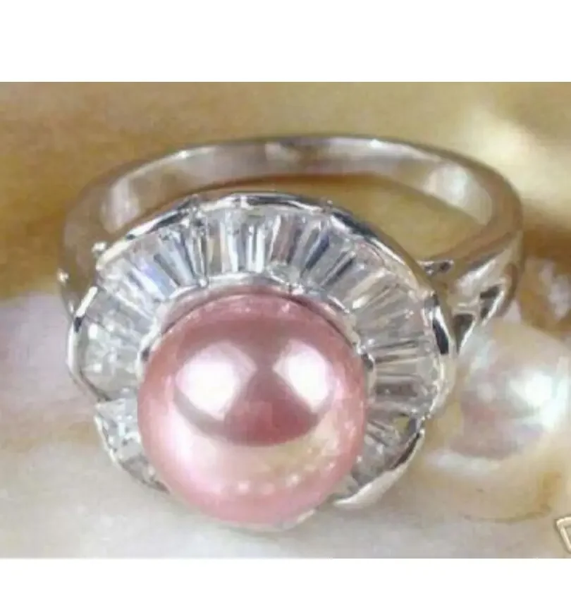 

5 colors Fine 12mm white pink red green coffee black sea shell pearl bead 18KGP ring