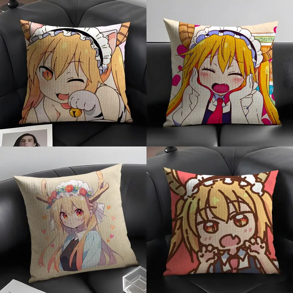Capa de almofada com estampa de anime Miss Kobayashis Dragon Maid-B, capa de almofada impressa para sala de estar, capa de almofada para sofá e decoração de quarto