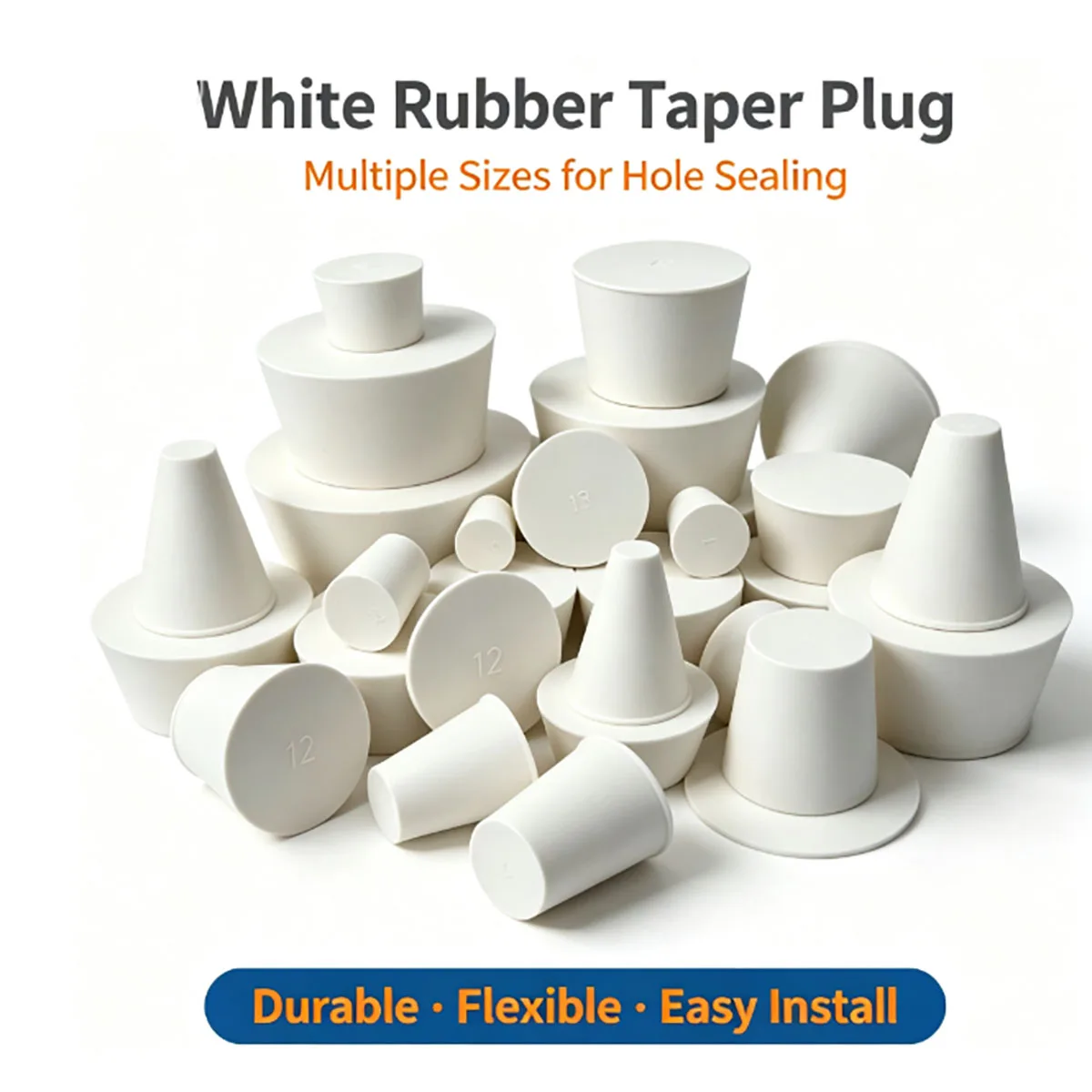 Tapered Rubber Hole Plug Airtight Sealing Bung, Various Sizes 1‑5Pcs for Laboratory Test Tube Bottle Sealing