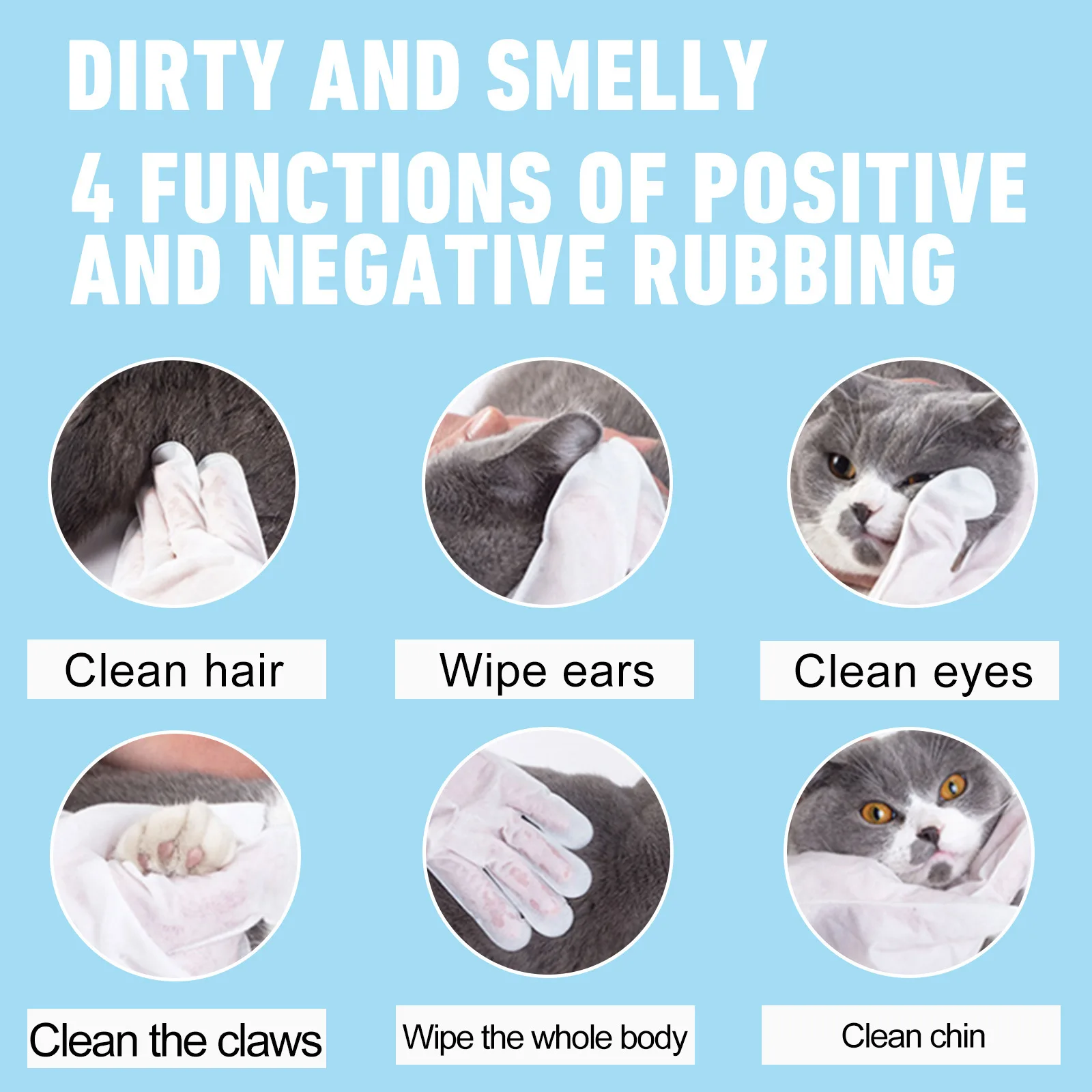 Cat and dog cleaning, hair removal wipes, cat non-woven dry hand washing cover