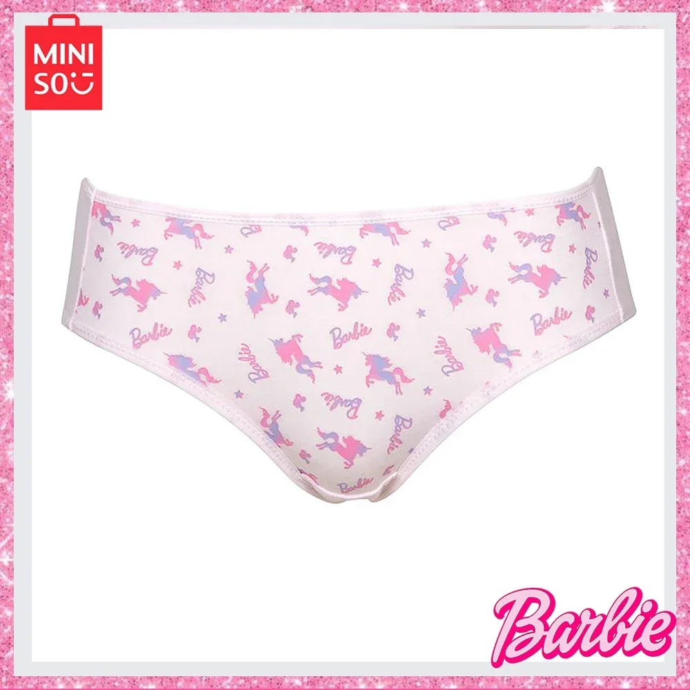 

Miniso 2024 Barbie Kawaii Anime Cartoon Printed Zero Binding Skin Care Comfort Trousers Teen Sweet Panties Girls Birthday Gift