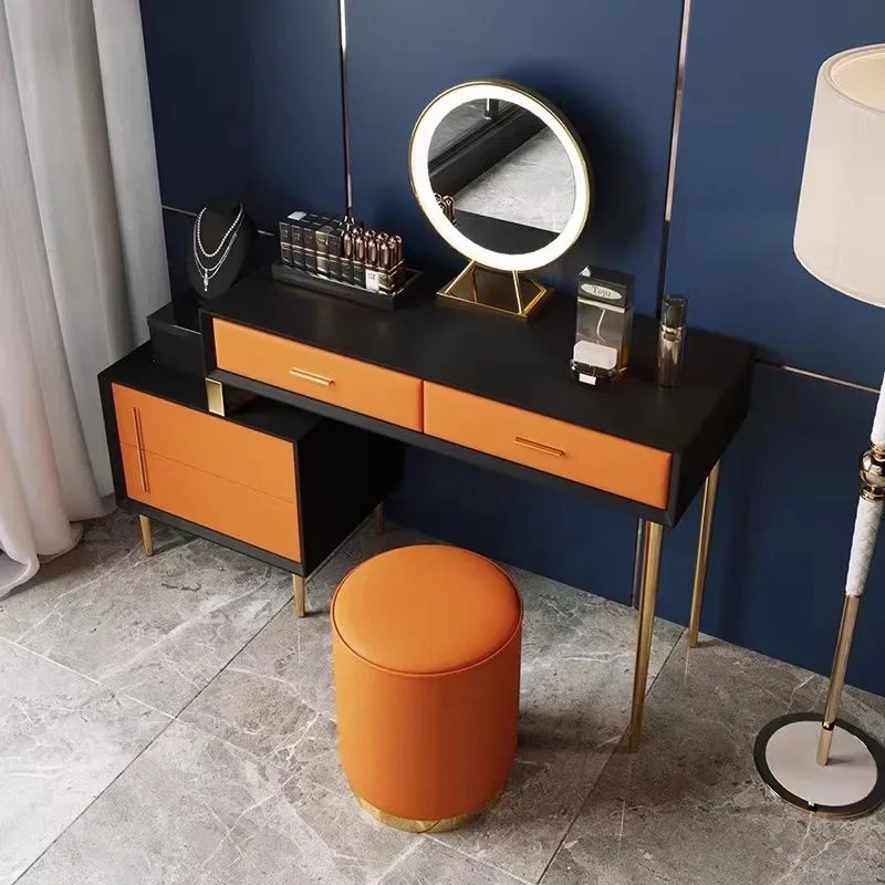 New dresser all solid wood bedroom storage cabinet integrated light luxury makeup table advanced small apartment Internet celebr