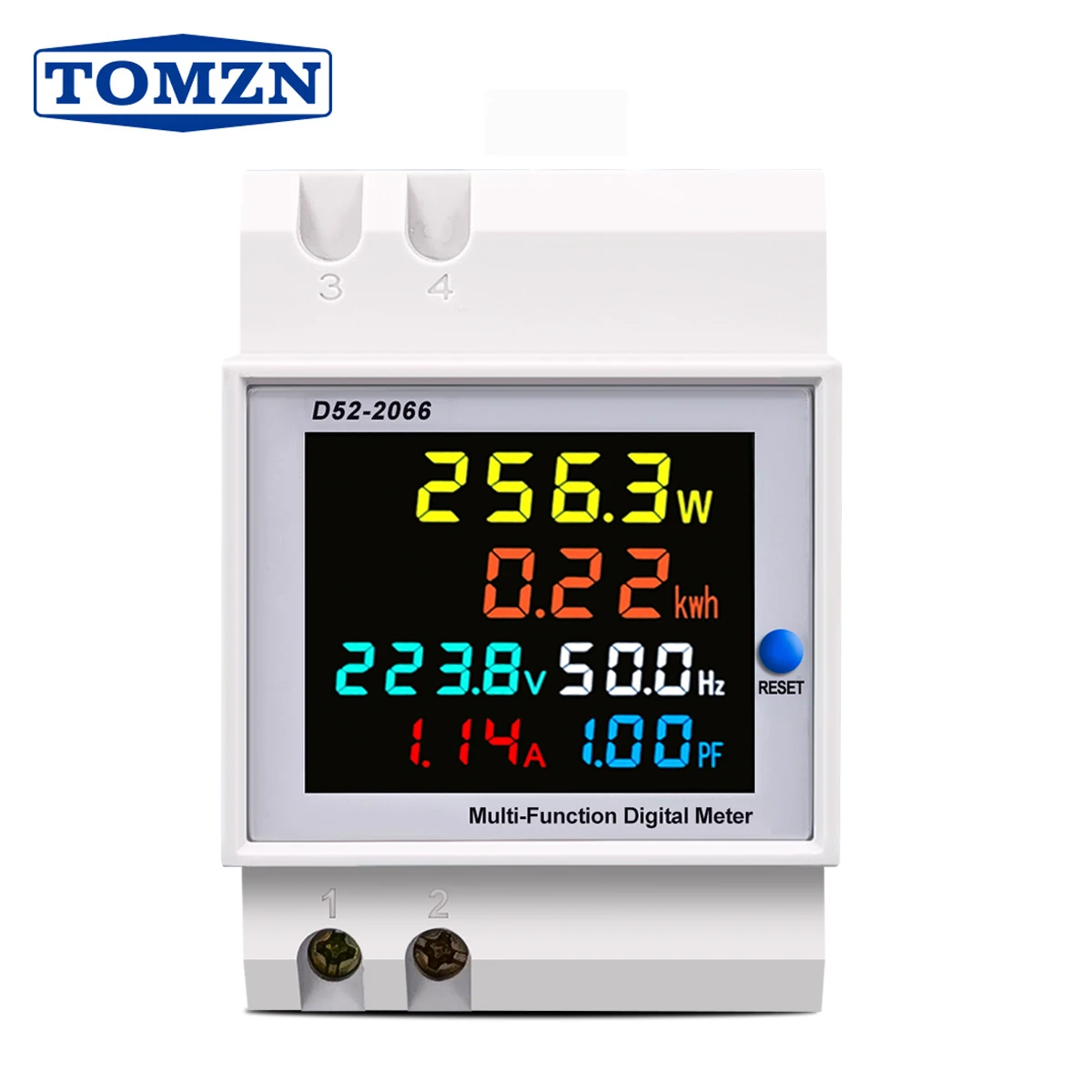 6IN1 monitor AC na szynę din 110V 220V 380V 100A napięcie prąd współczynnik mocy aktywny KWH energia elektryczna miernik częstotliwości VOLT AMP