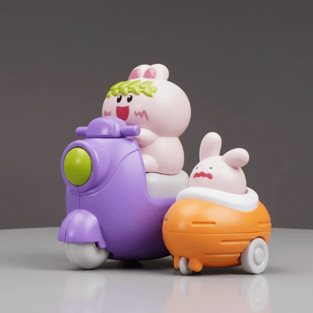 

Cartoon Animal Design Press Tricycle Toy Soft Rubber Material Fun Inertia Motor Pull Back Car Cute Chick Shape