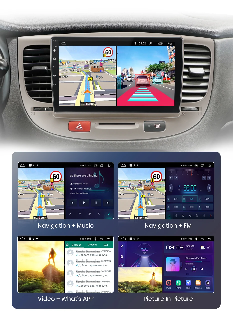 Junsun Wireless Carplay Android Auto Autoradio für Kia Rio 2 2005-2011 GPS Multimedia 2 Din – Detail 21