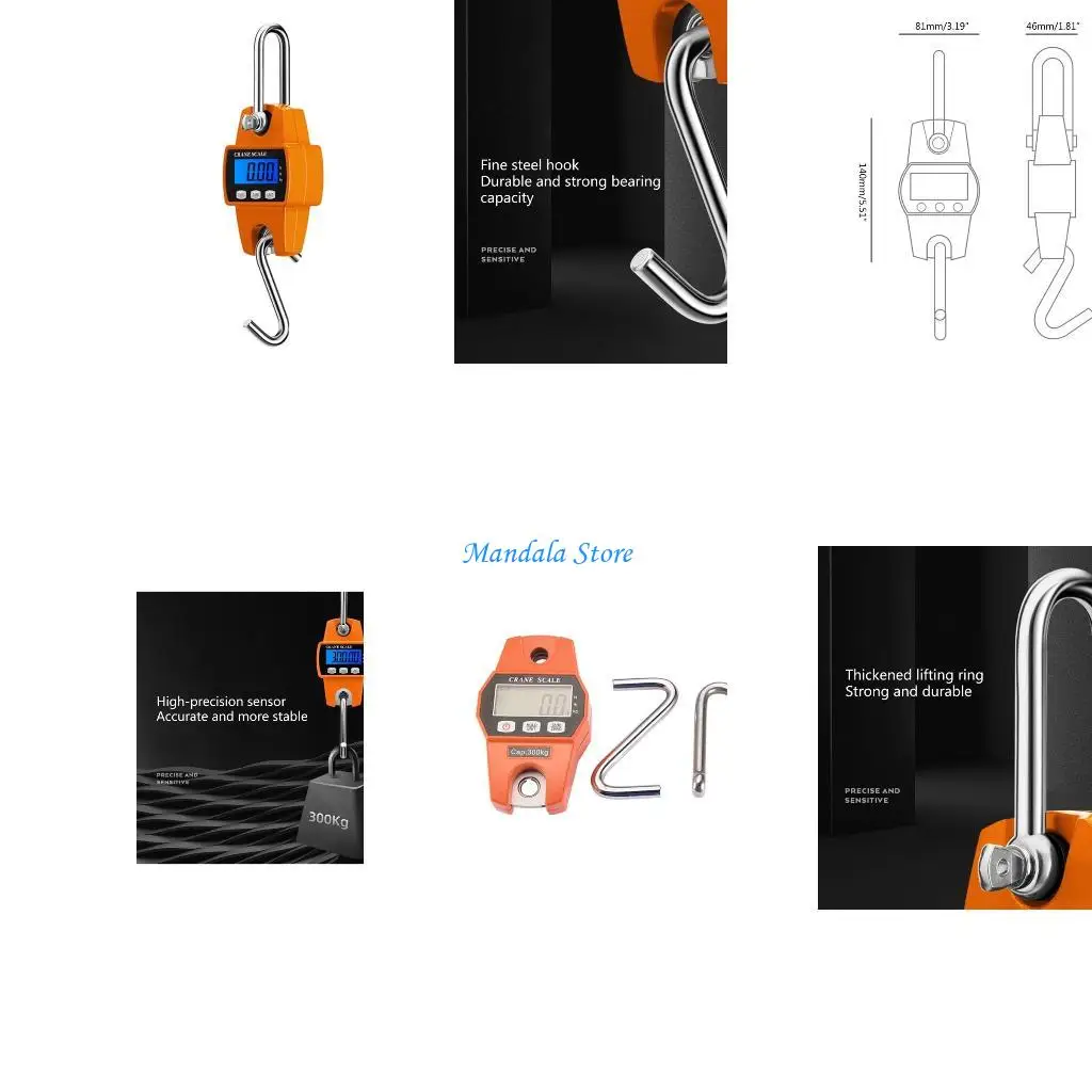 

U2JC 300kg/660lb Electronic Hanging Fishing Luggage Balanca Digital Weight Hook Scale