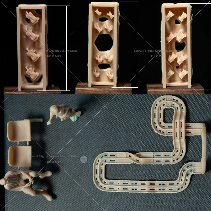 1/64 1/43 1/35 Scale Miniature Scene Dolls Un-panited White Figure Mini Model Mini Four-wheel Drive Car And Track Chair Props