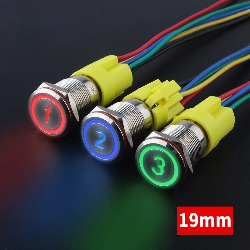Waterproof 19MM Metal Push-Button Switch, Self-Resetting and Latching, Special Symbols, Letters, Numbers, Doorbell