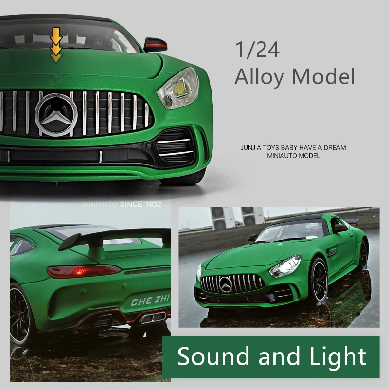 AMG-GTR GT سيارة رياضية نموذج سبيكة ، ديكاست ولعبة سيارة ، لعبة معدنية ، مجموعة نموذج سيارة ، ضوء الصوت ، هدية محاكاة ، 1:24