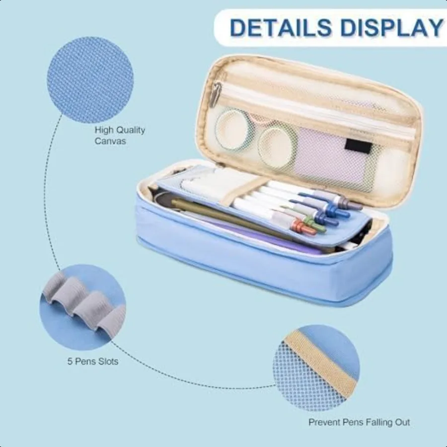 Grote opbergdoos voor etui, pennenzak met ritssluiting, organizer met grote capaciteit voor kantoorreishouderdoos