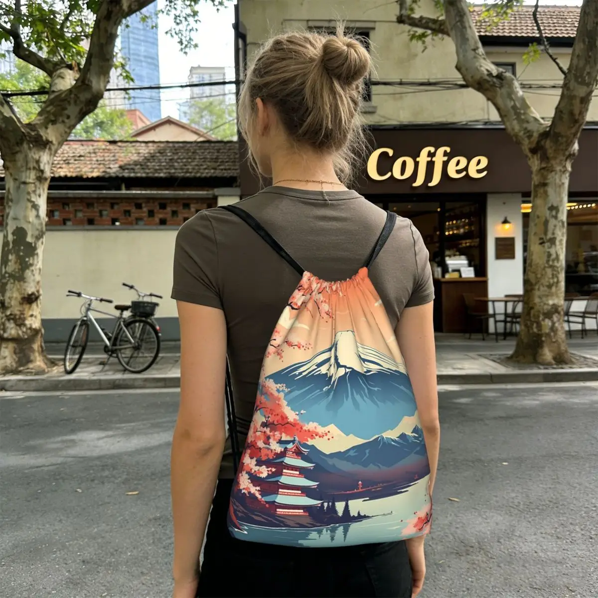 

Рюкзаки с изображением пейзажей гор Фудзи и моря, модные сумки на шнурке, сумки для обуви, сумки для книг, сумки для путешествий и студентов.