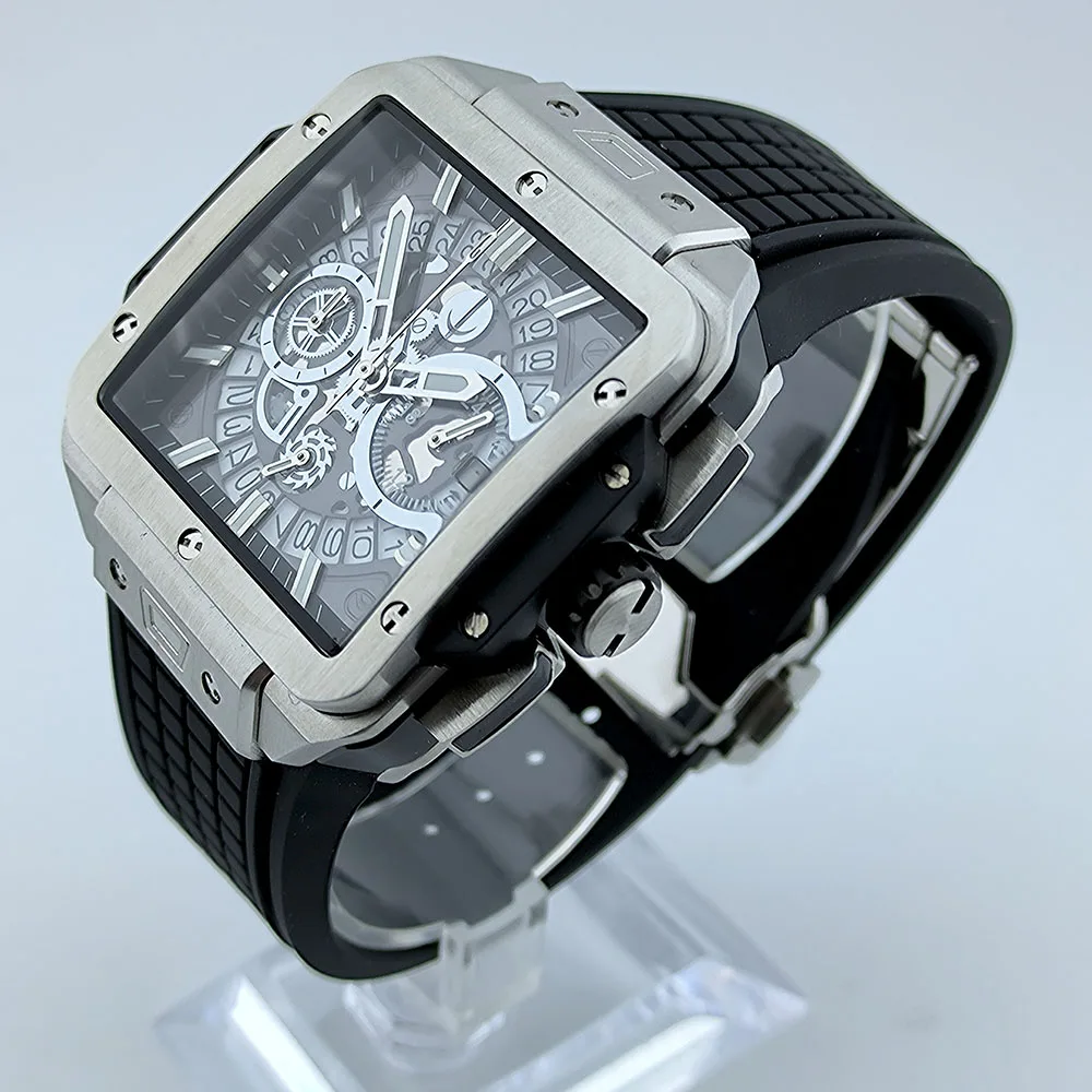 VK63 Quartz movement chronograph  Watch Square watch Green Luminous Folding watch strap for Men's watch fit VK63 quartz movement