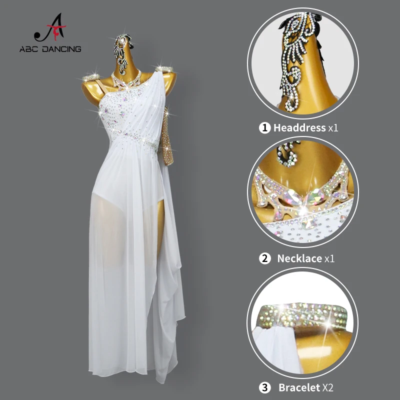 2024 White Costume for Latin Dance Long Suit Competition Chothes for Girls Samba Performance Woman Prom Evening Ballroom Dresses