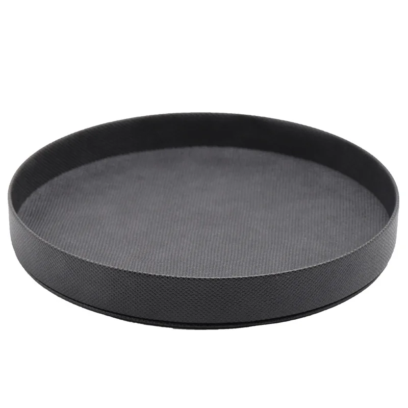 PU Leather Storage Tray Round Key Plate Jewelry Cosmetics Organizer Desktop Sundries Storage Tray Home Living Room Decoration