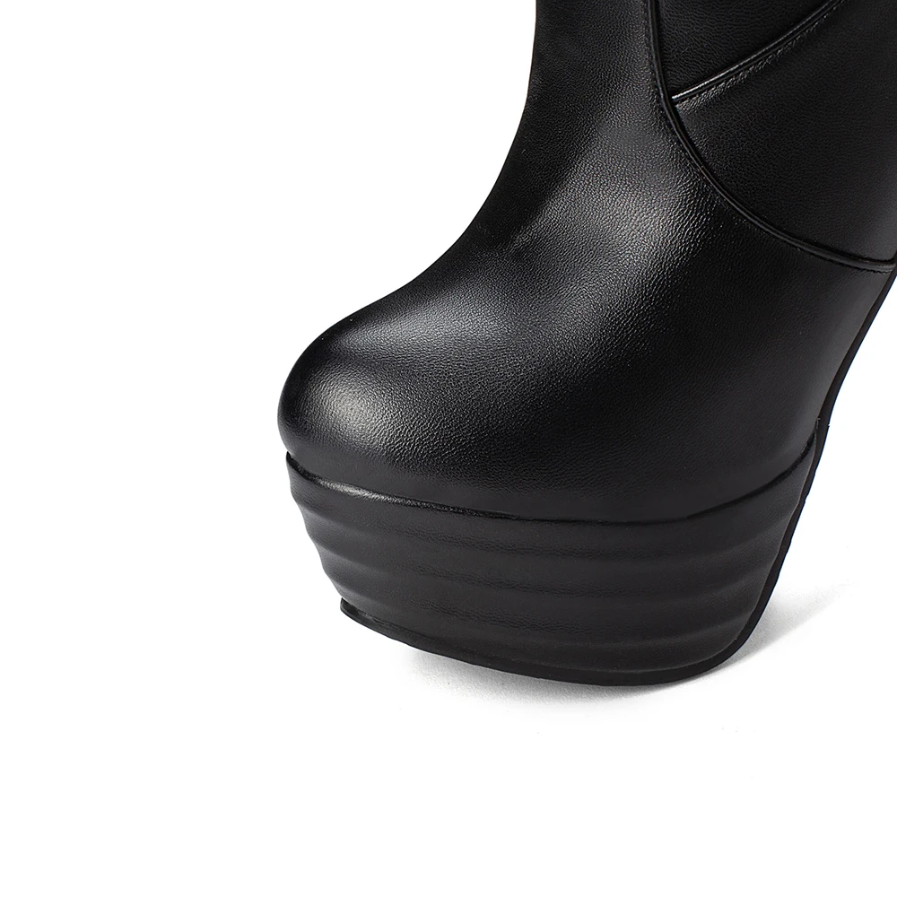 New Winter Soft Red Black Women Over the Knee Platform Boots High Heels Lady Motorcycle Shoes Plus Big Small Size 10 32 43 46 view 4